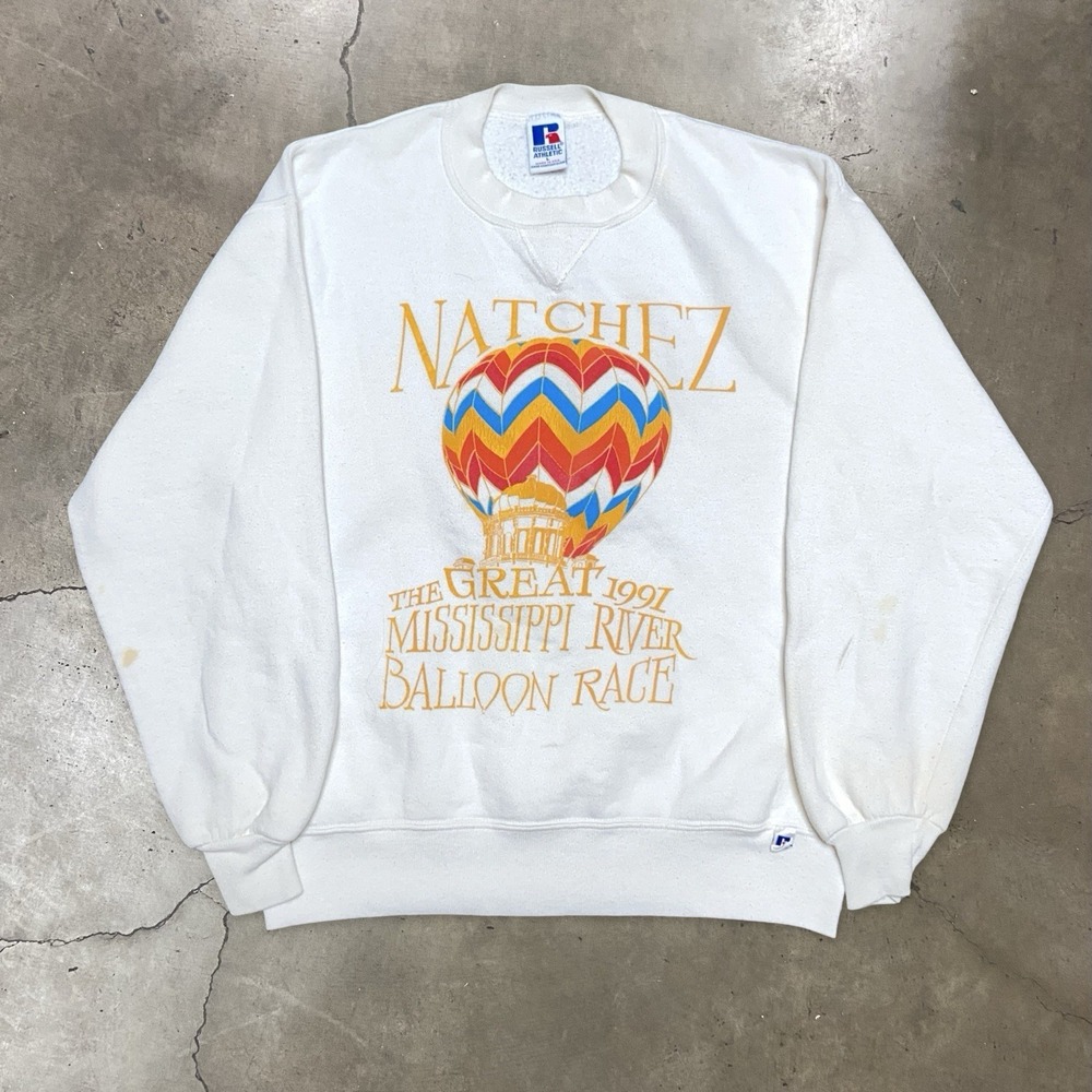 Vintage 1991 Mississippi Balloon Race Sweatshirt Men's L USA Russell White